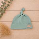 100% Organic Cotton Jersey Top Knot Beanie - Mist Green