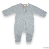 100% Organic Cotton Jersey 2 Way Zipper Romper - Grey Merle
