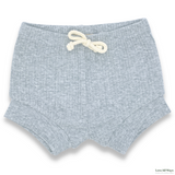 Organic Cotton Short Sleeve Ribbed Lounge Set - Cloud Grey