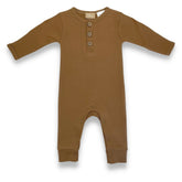 Organic Cotton Cozy Button Up Bodysuit - Latte