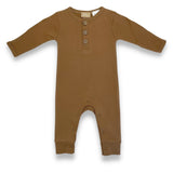 Organic Cotton Cozy Button Up Bodysuit - Latte