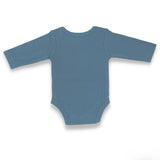 Organic Cotton Long Sleeve Ribbed Romper - Blue Steel