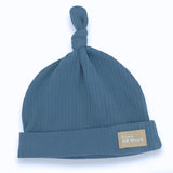 Organic Cotton Ribbed Knit Adjustable Beanie - Blue Steel