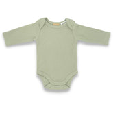 Organic Cotton Long Sleeve Ribbed Romper - Soft Sage