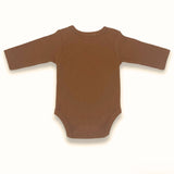 Organic Cotton Long Sleeve Ribbed Romper - Warm Caramel