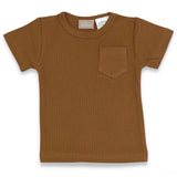 Organic Cotton Short Sleeve Ribbed Lounge Set - Iced Latte