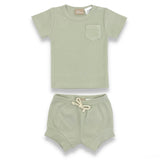 Organic Cotton Short Sleeve Ribbed Lounge Set - Soft Sage