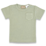 Organic Cotton Short Sleeve Ribbed Lounge Set - Soft Sage
