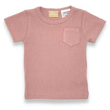Organic Cotton Short Sleeve Ribbed Lounge Set - Champagne Pink