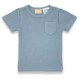 Organic Cotton Short Sleeve Ribbed Lounge Set - Ice Blue