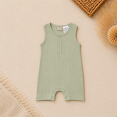Organic Cotton Sleeveless Ribbed Onesie - Soft Sage
