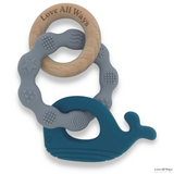 3 Piece Silicone and Beechwood Teether - Grey