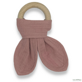 Organic Beechwood Cotton Teether - Dark Pink