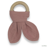 Organic Beechwood Cotton Teether - Dark Pink