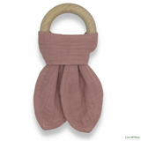 Organic Beechwood Cotton Teether - Dark Pink