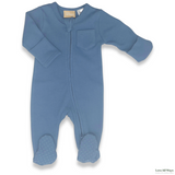 Love All Ways Organic Cotton Long Sleeve Romper - BLUE STEEL