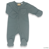 Love All Ways Organic Cotton Long Sleeve Romper- Foam Green