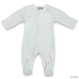 100% Organic Cotton Jersey 2 Way Zipper Romper - Milky White