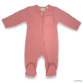 100% Organic Cotton Jersey 2 Way Zipper Romper - Rose Pink