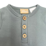Organic Cotton Cozy Button Up Bodysuit - Sea Foam Green