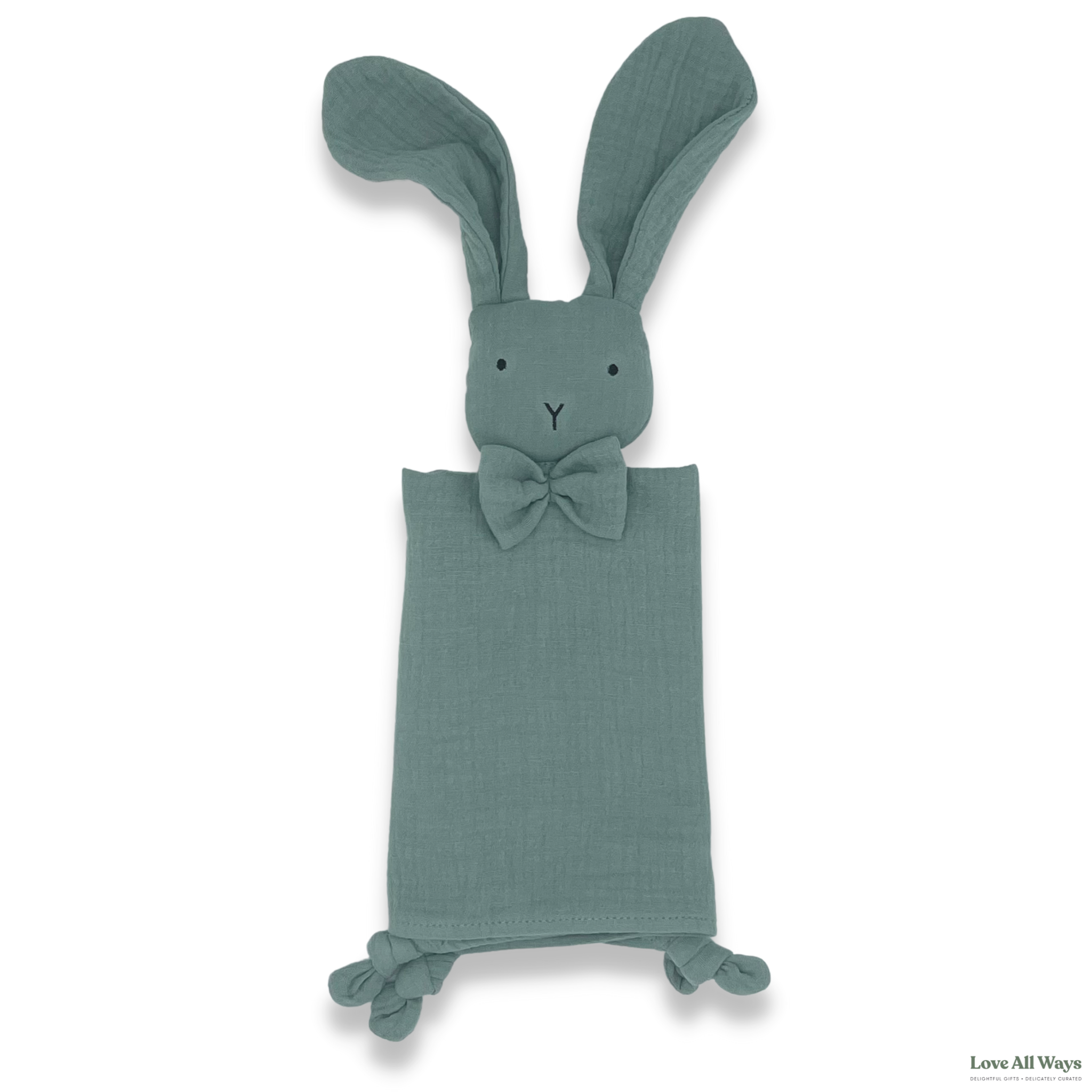 Love All Ways Organic Cotton Bunny Comforter - Sea Foam Green folded