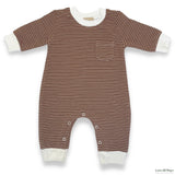 Organic Cotton Pin Stripe Romper - Vintage Brown (0-3 Months)