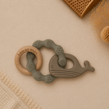 3 Piece Silicone and Beechwood Teether | Sage