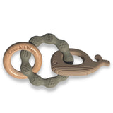 3 Piece Silicone and Beechwood Teether - Sage