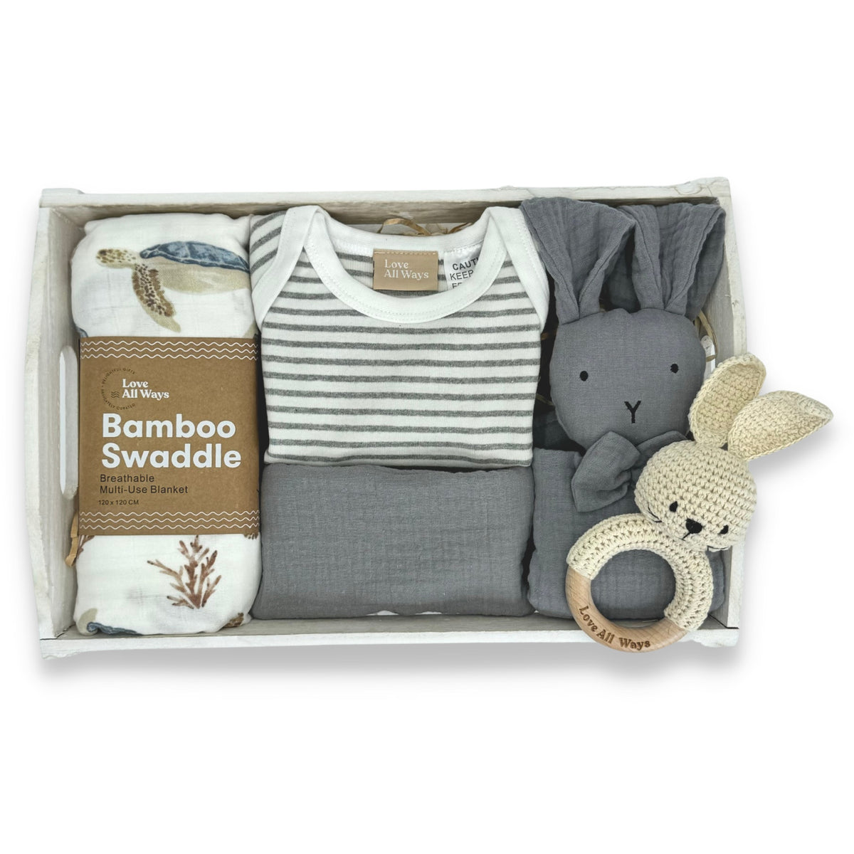 Baby Boy Gift Basket A New Beginning - Warm Grey