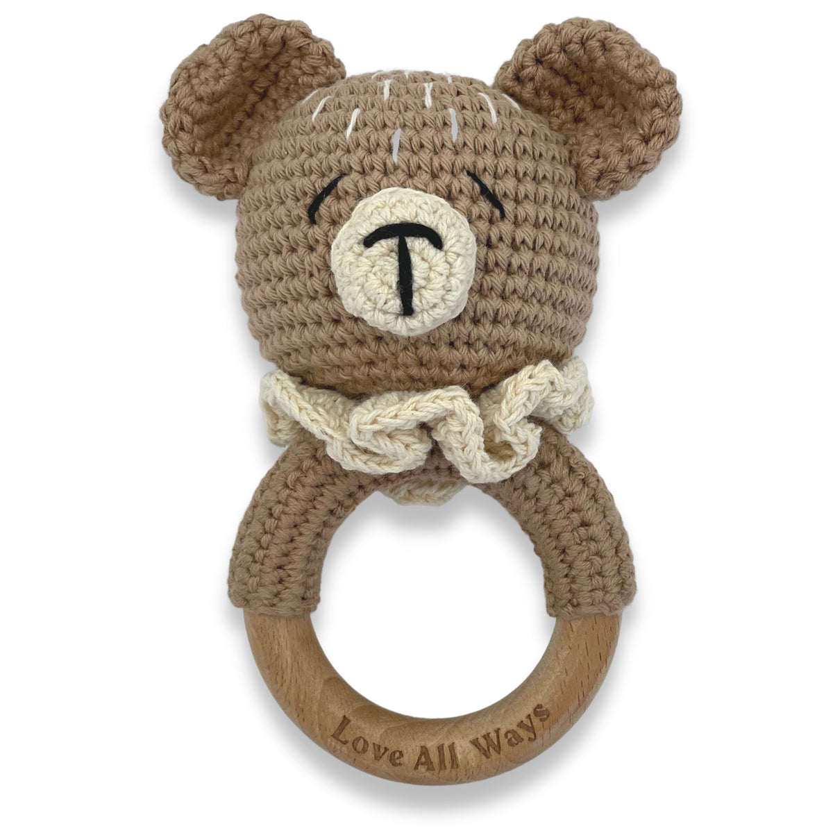 100% Cotton Hand Crochet Baby Rattle - Teddy