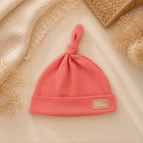 100% Organic Cotton Jersey Top Knot Beanie - Rose Pink