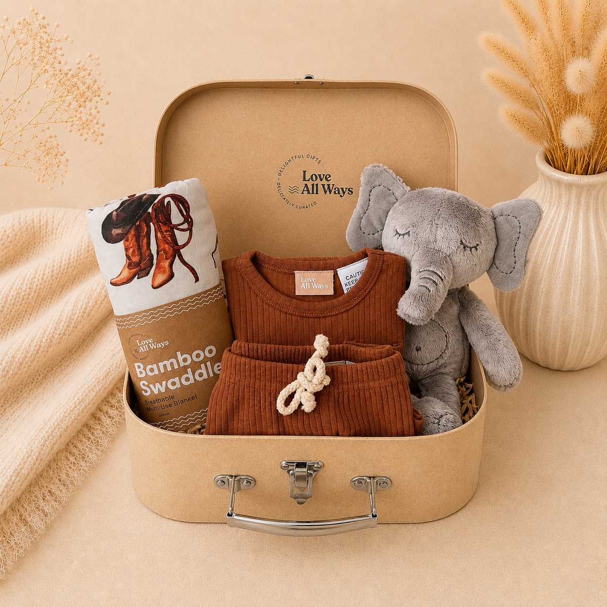 Elephant Classic Latte Organic Baby Gift Hamper