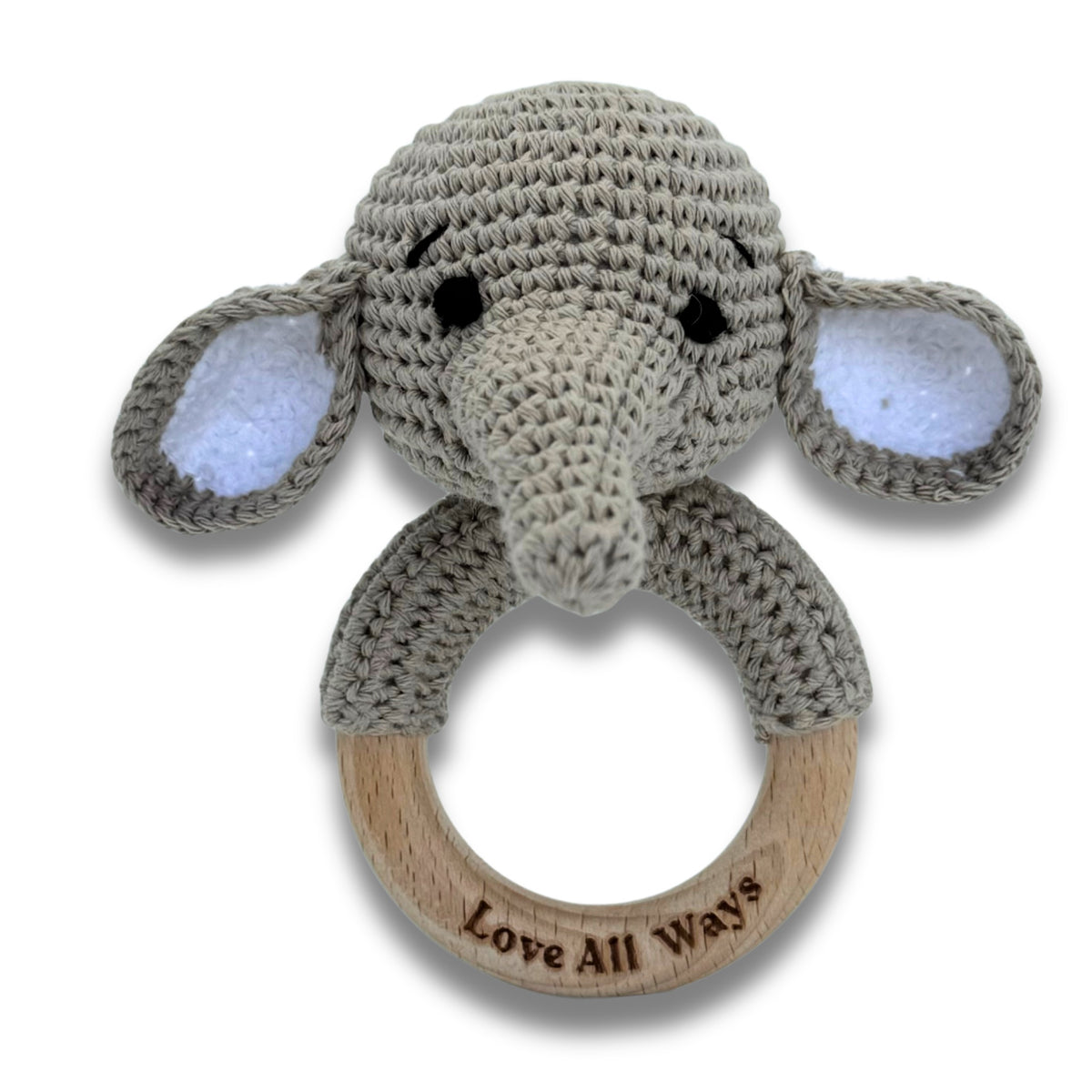 100% Cotton Hand-Crochet Baby Rattle – Elephant