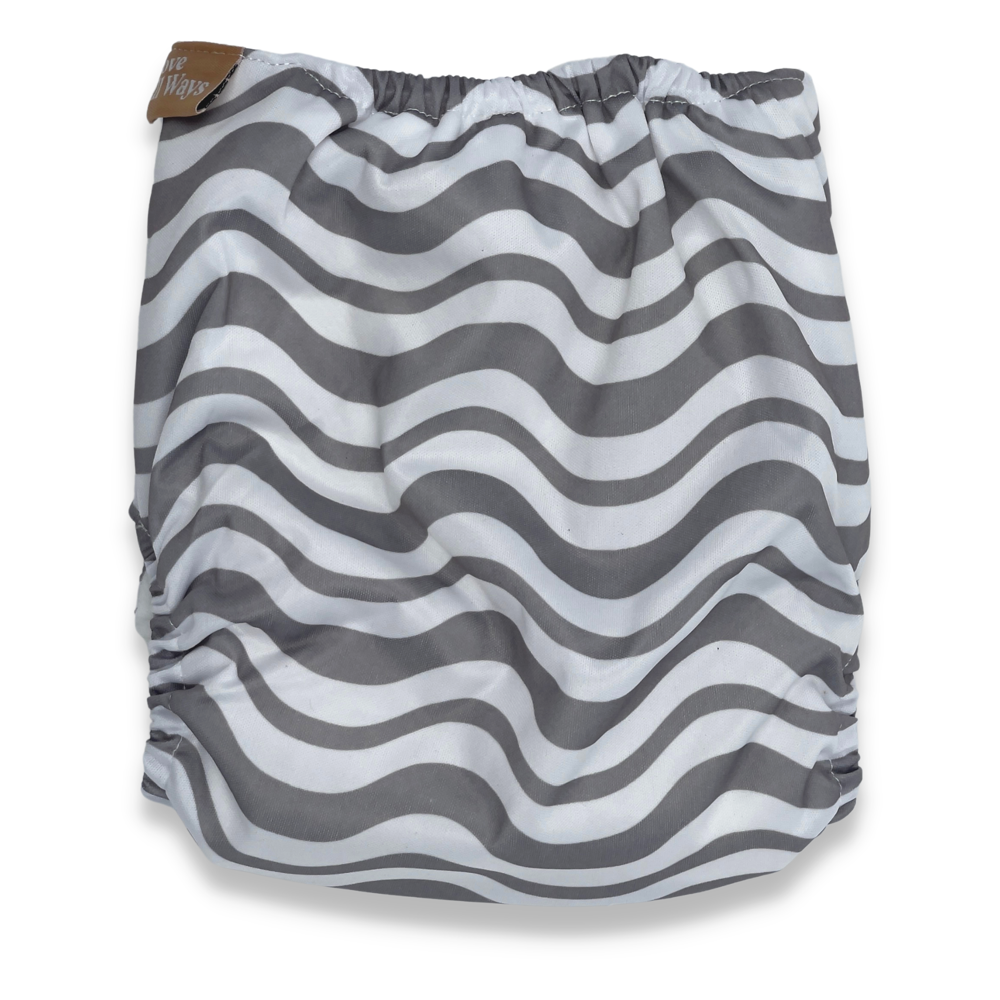 Love All Ways Eco Friendly Modern Cloth Nappy - Grey Stripes
