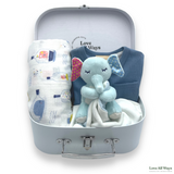 Jersey Romper and Plush Comforter Hamper - Blue Elephant