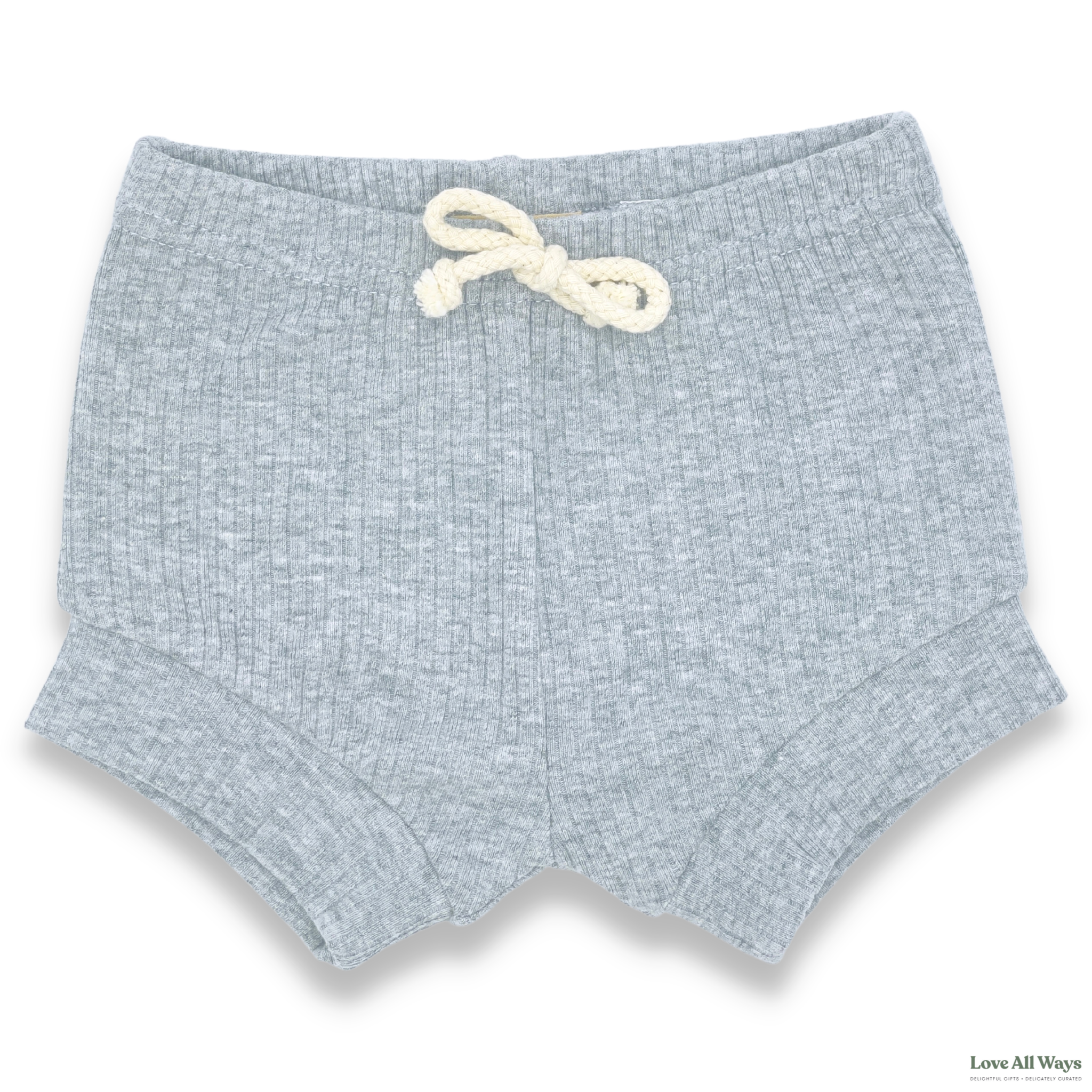 Organic Cotton Short Sleeve Ribbed Lounge Set - Cloud Grey