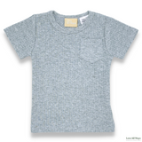 Organic Cotton Short Sleeve Ribbed Lounge Set - Cloud Grey