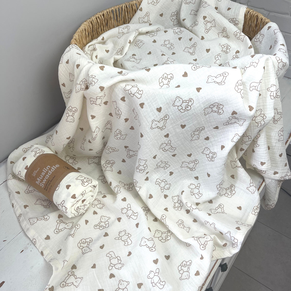 Loving Teddy Cotton Muslin Swaddle