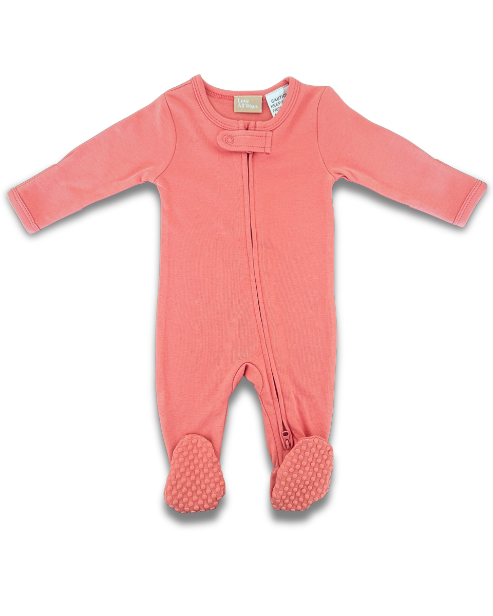 100% Organic Cotton Jersey 2 Way Zipper Romper - Rose Pink