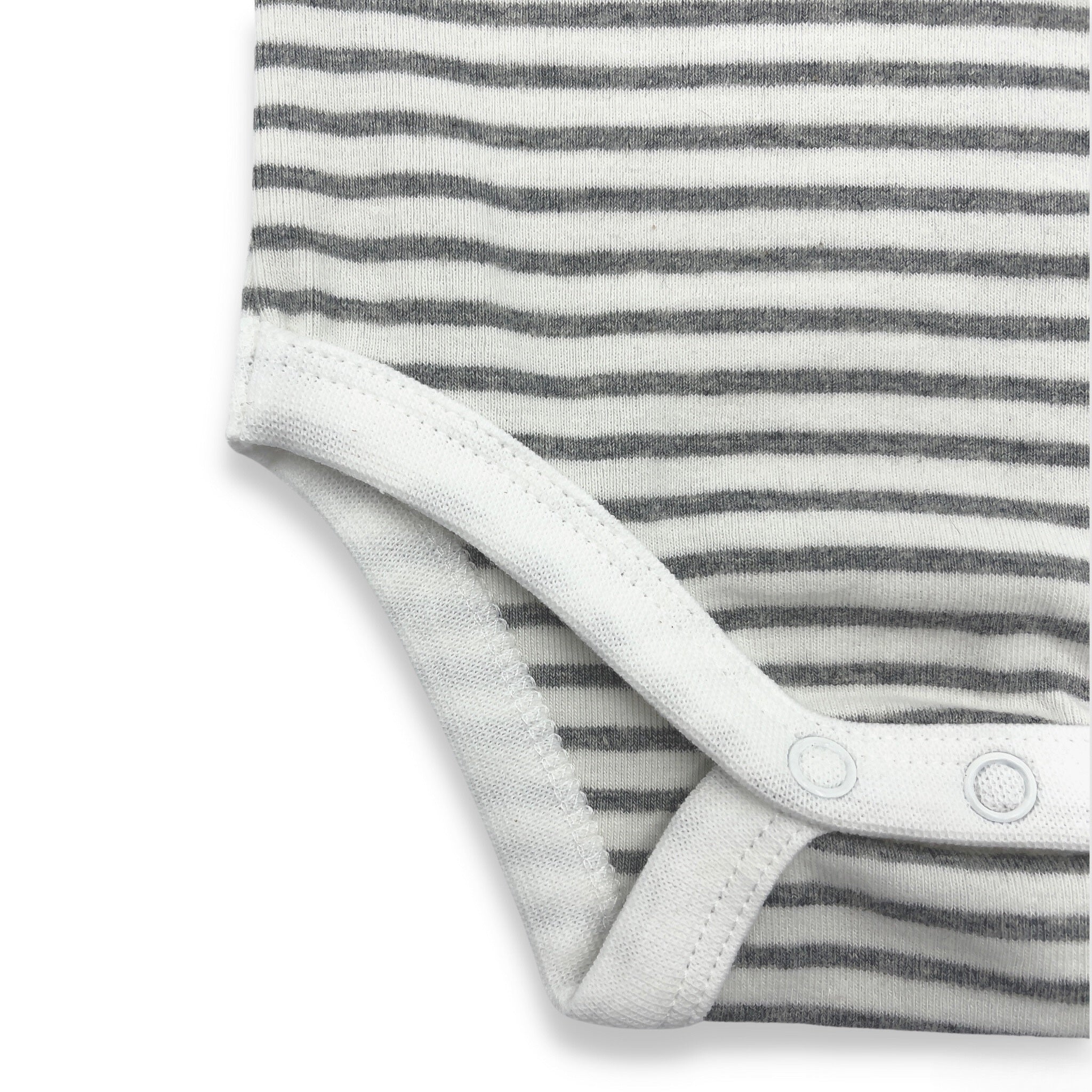 Organic Cotton Long Sleeve Nautical Stripe Bodysuit - Warm Grey