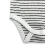 Organic Cotton Long Sleeve Nautical Stripe Bodysuit - Warm Grey