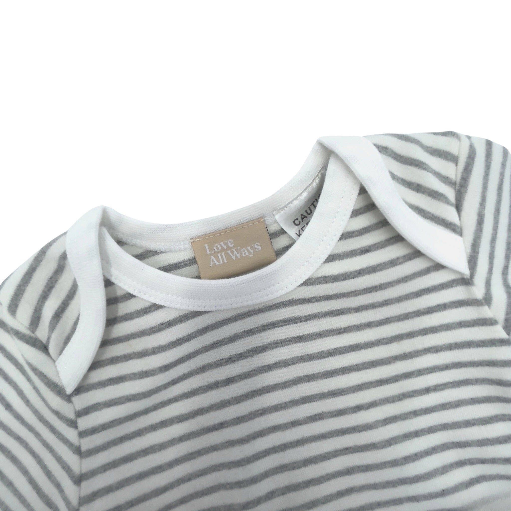 Organic Cotton Long Sleeve Nautical Stripe Bodysuit - Warm Grey