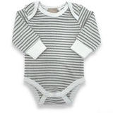 Organic Cotton Long Sleeve Nautical Stripe Bodysuit - Warm Grey