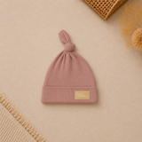 Organic Cotton Ribbed Knit Adjustable Beanie - Champagne Pink