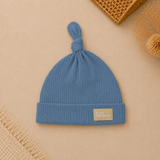 Organic Cotton Ribbed Knit Adjustable Beanie - Blue Steel
