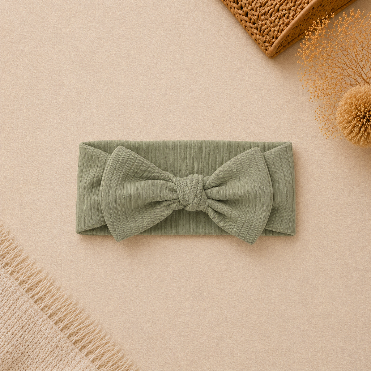 Organic Cotton Ribbed Knit Headband | Soft Sage