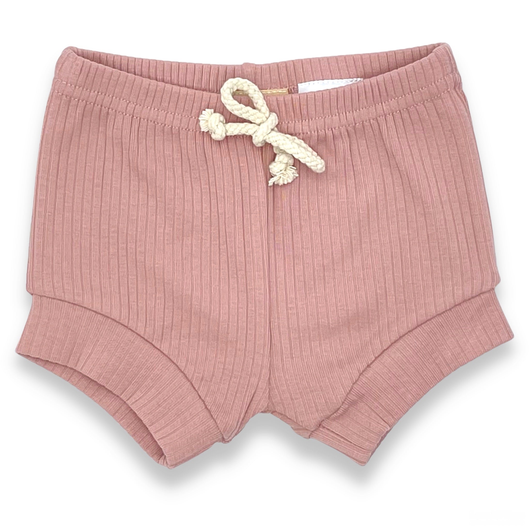 Organic Cotton Short Sleeve Ribbed Lounge Set - Champagne Pink