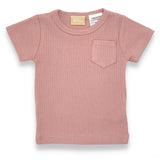 Organic Cotton Short Sleeve Ribbed Lounge Set - Champagne Pink