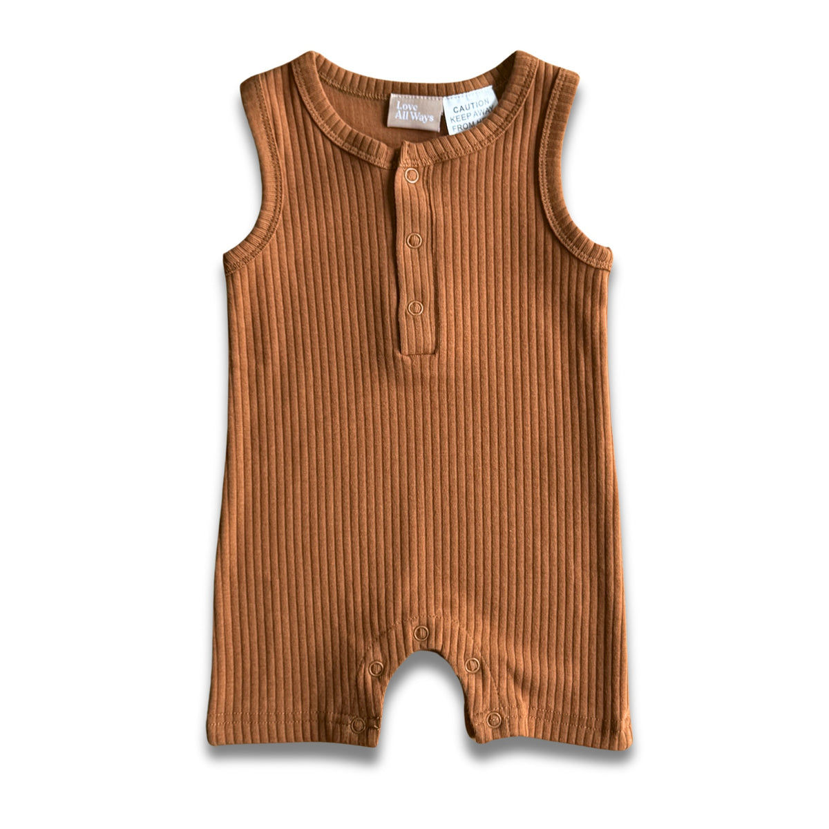 Organic Cotton Sleeveless Ribbed Onesie - Iced Latte