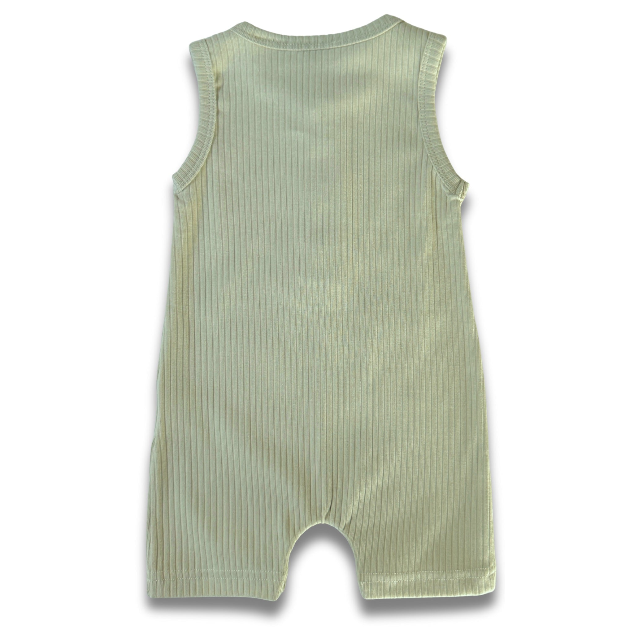 Love All Ways organic cotton ribbed onesie in sage flatlay baby clothing gift